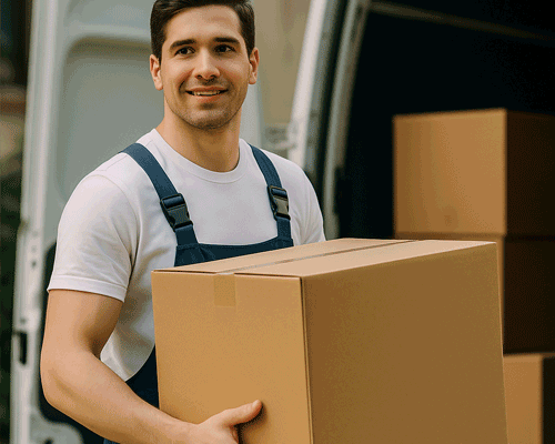 Image of an On-Demand Mover loading a box into a moving van